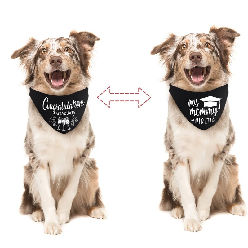 Whaline 2 Pack Graduation Dog Bandana Reversible Doggy Graduation Cap Triangle Bibs Adjustable Pet Kerchief Scarf Outfit Costume Washable Neckerchief for Dog Cat Everyday Wear Party Accessories - Image 5